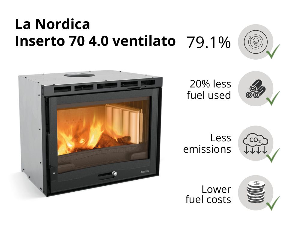 Italian wood-burning built-in fireplace